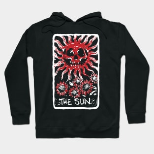 The Sun Blood Red Skeleton Skull Tarot Card Hoodie